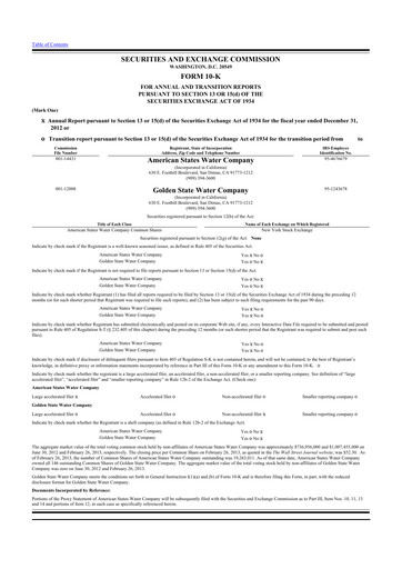 Thumbnail American States Water
 10-K Annual Report 2012