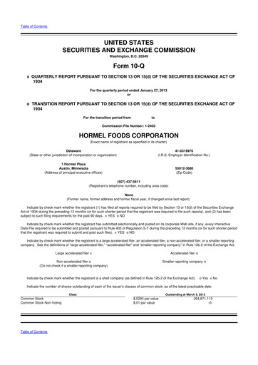 Thumbnail Hormel Foods 10-Q Quarterly Report FY2013 