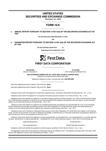 Thumbnail First Data Corporation 10-K Annual Report 