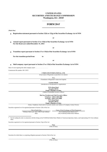 Thumbnail Trip.com 20-F Annual Report 2012