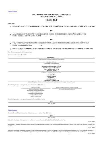 Miniature Grifols 20-F Rapport annuel 