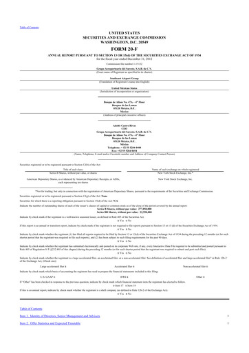 Miniature Grupo Aeroportuario del Sureste
(ASUR) 20-F Rapport annuel 