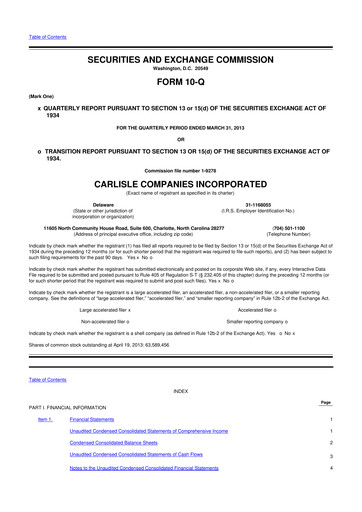 Thumbnail Carlisle Companies
 10-Q Quarterly Report FY2013 
