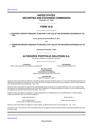 Thumbnail Altisource Portfolio Solutions
 10-Q Quarterly Report FY2013 