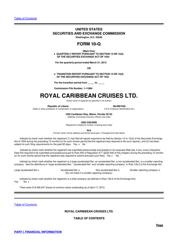 Vorschaubild Royal Caribbean Group 10-Q Quartalsbericht  