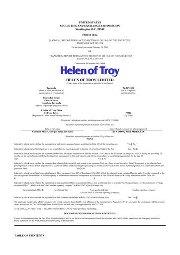 Thumbnail Helen of Troy 10-K Annual Report 2013