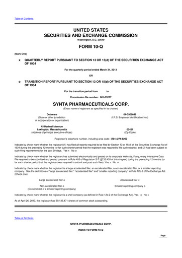 Thumbnail Madrigal Pharmaceuticals
 10-Q Quarterly Report FY2013 