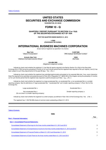 Vorschaubild IBM 10-Q Quartalsbericht 2013 