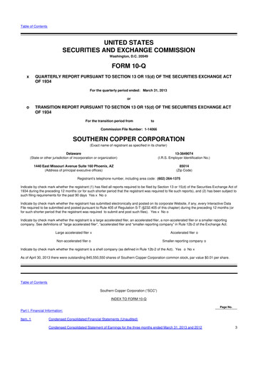 Thumbnail Southern Copper 10-Q Quarterly Report FY2013 