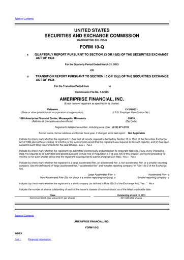 Thumbnail Ameriprise Financial
 10-Q Quarterly Report FY2013 