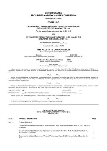 Vorschaubild Allstate 10-Q Quartalsbericht 2013 