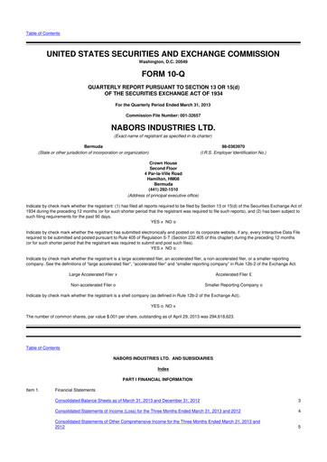 Miniature Nabors Industries
 10-Q Rapport trimestriel 2013 