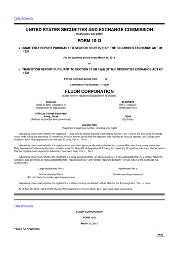 Thumbnail Fluor Corporation
 10-Q Quarterly Report FY2013 