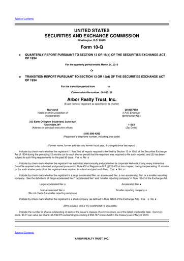 Vorschaubild Arbor Realty Trust
 10-Q Quartalsbericht 2013 