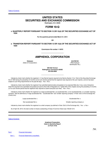 Thumbnail Amphenol 10-Q Quarterly Report FY2013 