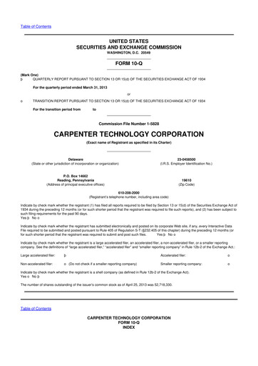 Thumbnail Carpenter Technology 10-Q Quarterly Report FY2013 