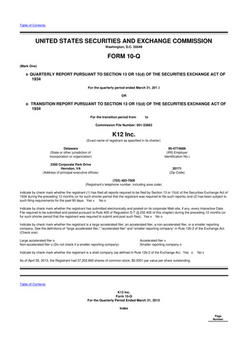 Thumbnail Stride (K12 Education)
 10-Q Quarterly Report FY2013 