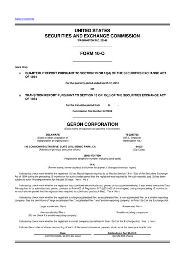 Thumbnail Geron 10-Q Quarterly Report FY2013 