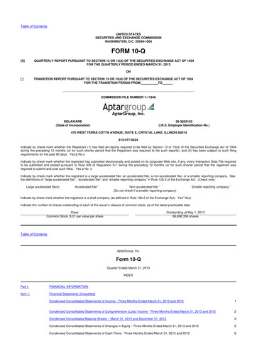 Miniature AptarGroup 10-Q Rapport trimestriel 2013 
