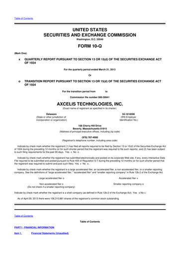 Thumbnail Axcelis Technologies
 10-Q Quarterly Report FY2013 