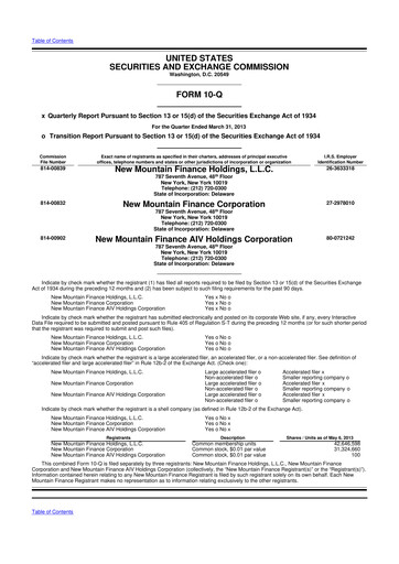 Thumbnail New Mountain Finance Corporation 10-Q Quarterly Report FY 