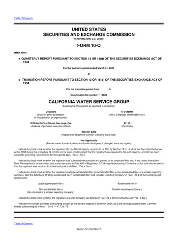 Thumbnail California Water Service Group 10-Q Quarterly Report FY2013 