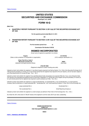 Vorschaubild Insmed 10-Q Quartalsbericht 2013 