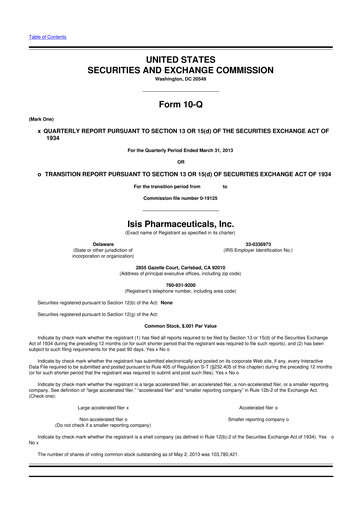 Vorschaubild Ionis Pharmaceuticals
 10-Q Quartalsbericht 2013 