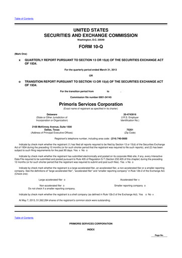 Vorschaubild Primoris Services Corporation
 10-Q Quartalsbericht 2013 