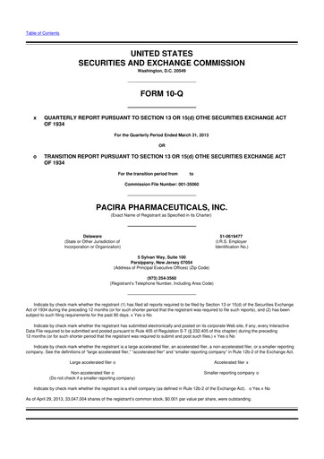 Miniature Pacira Biosciences
 10-Q Rapport trimestriel 2013 