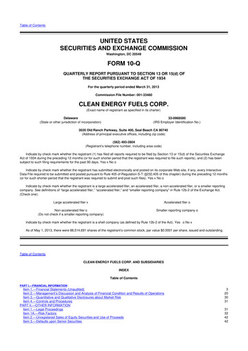 Thumbnail Clean Energy Fuels 10-Q Quarterly Report FY2013 