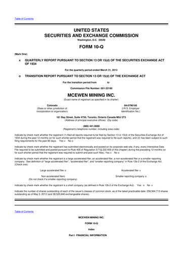Thumbnail McEwen Mining 10-Q Quarterly Report FY2013 