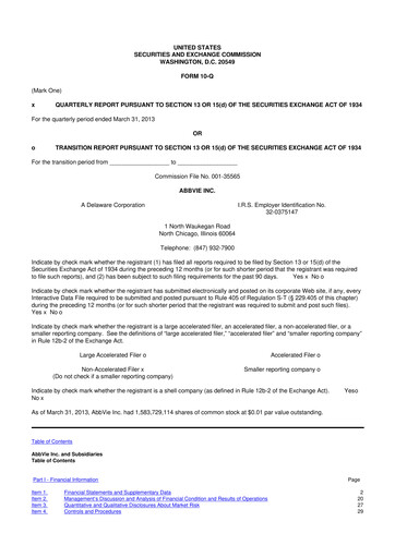 Thumbnail AbbVie 10-Q Quarterly Report FY2013 