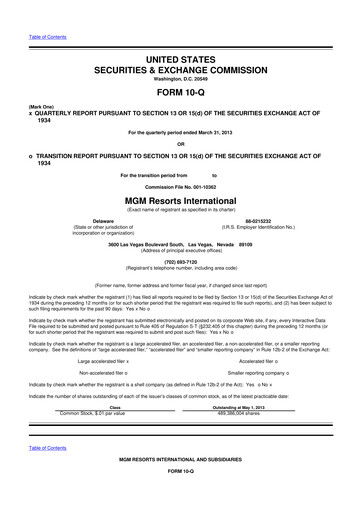 Thumbnail MGM Resorts

 10-Q Quarterly Report FY2013 
