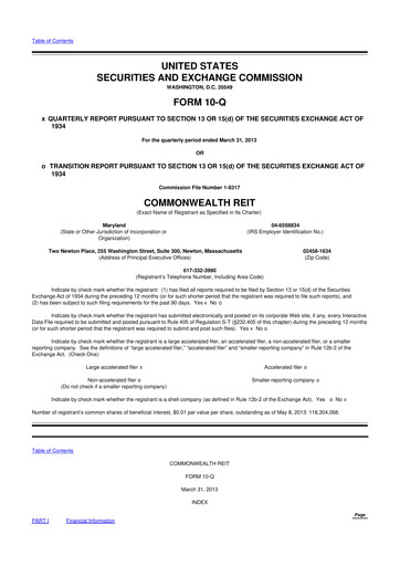 Vorschaubild Equity Commonwealth 10-Q Quartalsbericht 2013 