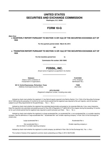 Thumbnail Fossil Group 10-Q Quarterly Report FY2013 