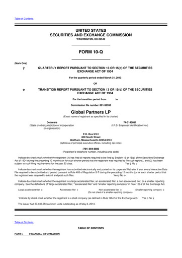 Thumbnail Global Partners LP 10-Q Quarterly Report FY2013 