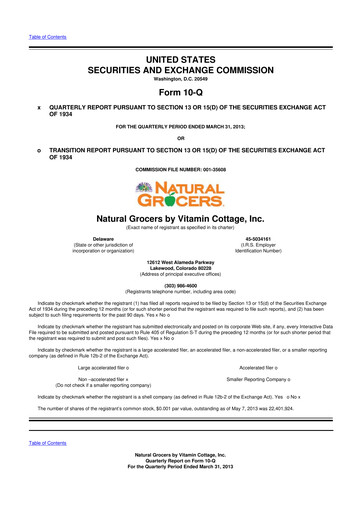 Thumbnail Natural Grocers by Vitamin Cottage 10-Q Quarterly Report FY2013 