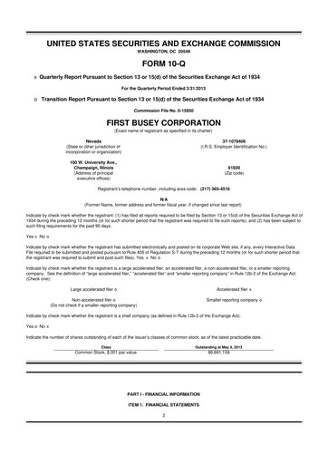 Thumbnail First Busey 10-Q Quarterly Report FY2013 