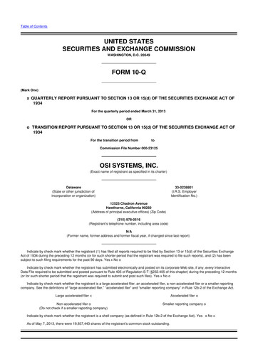 Thumbnail OSI Systems
 10-Q Quarterly Report FY2013 