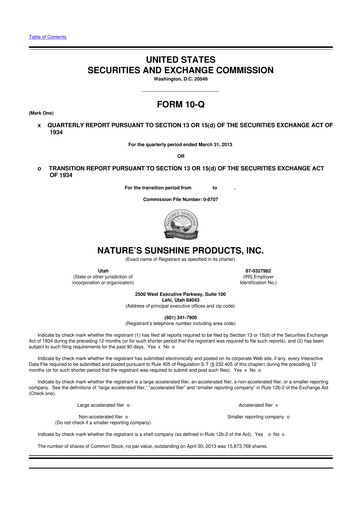 Thumbnail Nature's Sunshine Products 10-Q Quarterly Report FY2013 