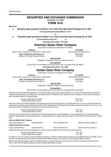 Thumbnail American States Water
 10-Q Quarterly Report FY2013 