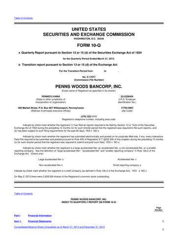 Thumbnail Penns Woods Bancorp 10-Q Quarterly Report FY2013 