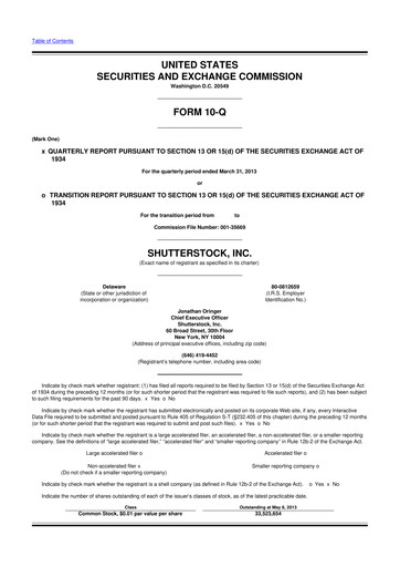 Thumbnail Shutterstock 10-Q Quarterly Report FY2013 