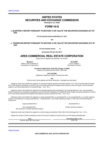 Thumbnail Ares Commercial Real Estate 10-Q Quarterly Report FY2013 