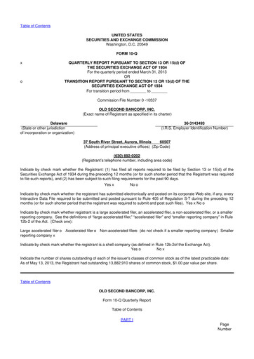 Thumbnail Old Second Bancorp 10-Q Quarterly Report FY2013 