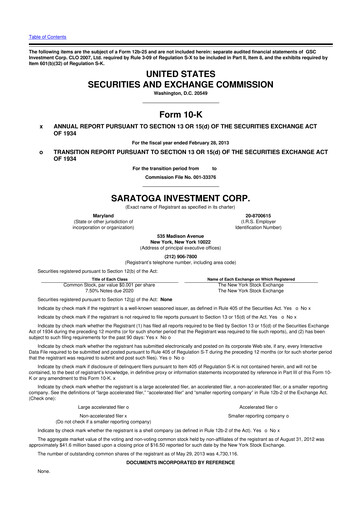 Thumbnail Saratoga Investment 10-K Annual Report 