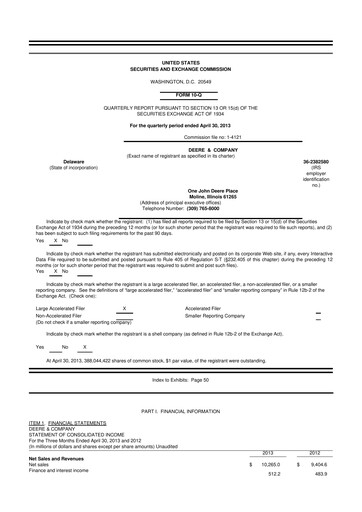 Thumbnail Deere & Company (John Deere) 10-Q Quarterly Report FY2013 