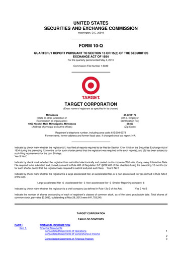 Miniature Target 10-Q Rapport trimestriel 2013 