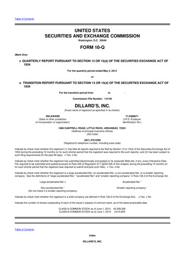 Miniature Dillard's
 10-Q Rapport trimestriel 2013 